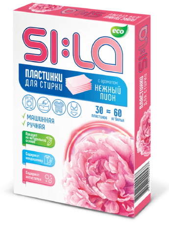 Пластинки для стирки SI:LA ECO (Нежный пион) 30шт